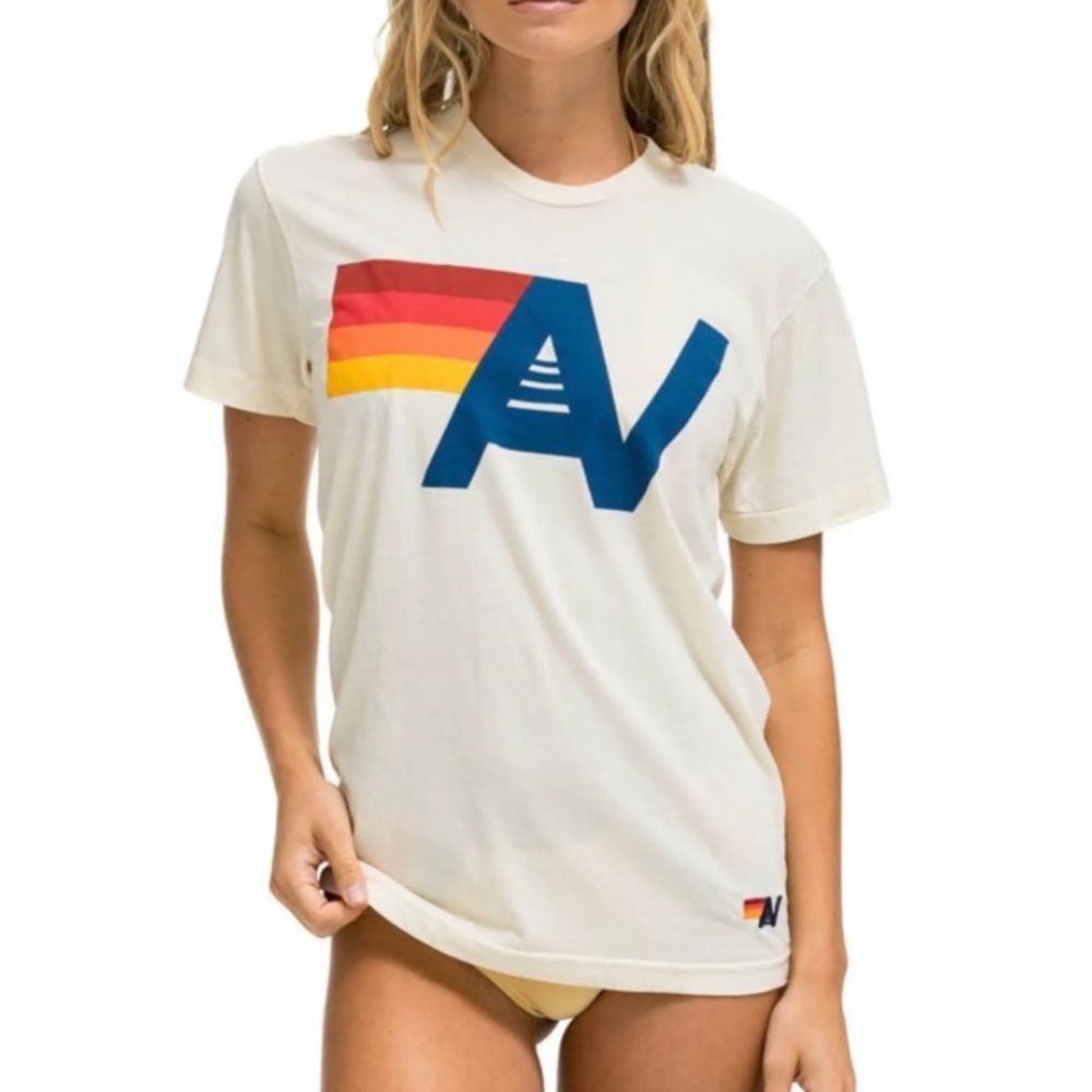 Aviator nation, logo Cream Graphic Tee size XL unisex like new